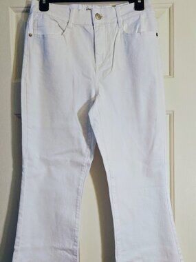 Tribal Jeans Audrey Mid-Rise Hugging Flare White Jeans